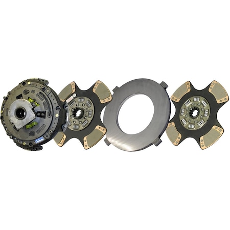 Illinois Auto 15-1/2in. x 2in. Easy Effort Clutch, Two-Plate, 4-Paddle / 7-Spring, 3600 Plate Load / 1700 NMU898-044-4